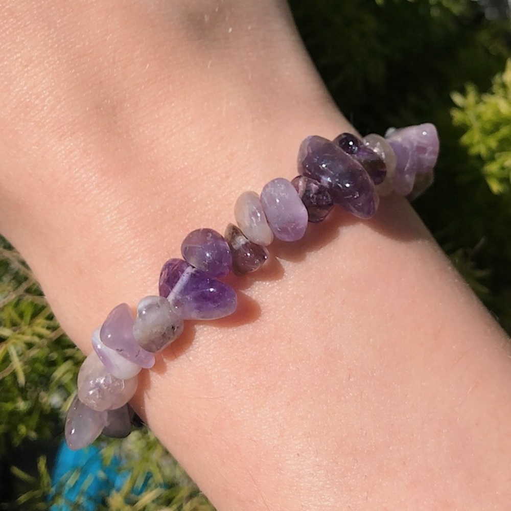 Tumbled Amethyst Crystal Healing Bracelet